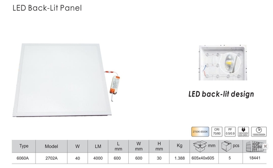 Costo competitivo 40W 60 * 60 cuadrado marco de panel de luz LED de borde para oficinas / edificios