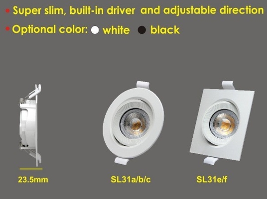 Diseño moderno 3W 7W 9W LED Mini Super Slim Downlight con controlador incorporado y sin atenuador