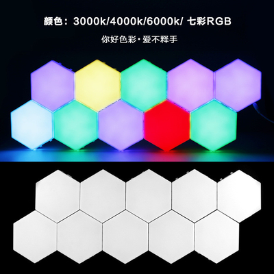 Luz nocturna modular LED lámpara táctil creativa con diseño y control cuántico hexagonal