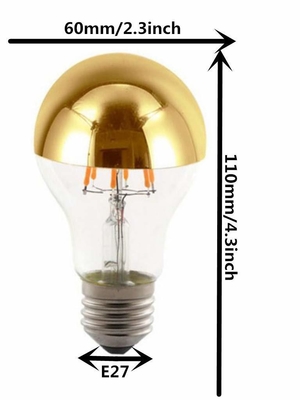 Medias cromadas A60 6W Blanco Caliente 2700K LED Filamento Retro bombilla para E27 Tipo de Base