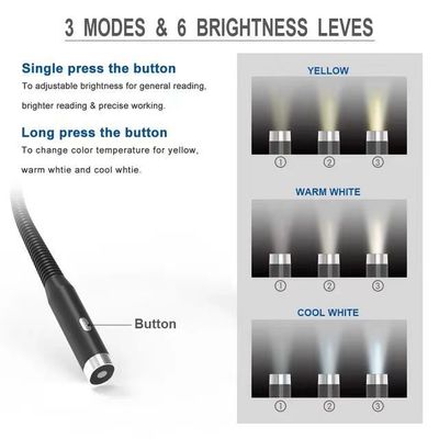 Modo de control Conmutador de control Led portátil flexible cuello colgante de carga luz de libro para bricolaje