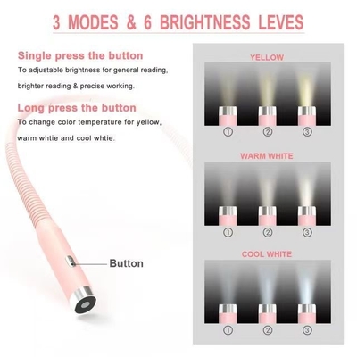 Luz de libro de control con interruptor de carga flexible para protección y carga de ojos