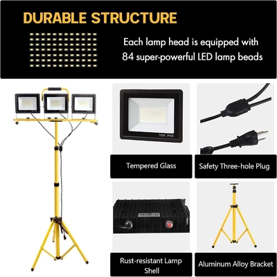 IP66 resistente al agua soporte de luz de trabajo 21000lm con soporte de trípode plegable y 3 cabezas ajustables 6500K