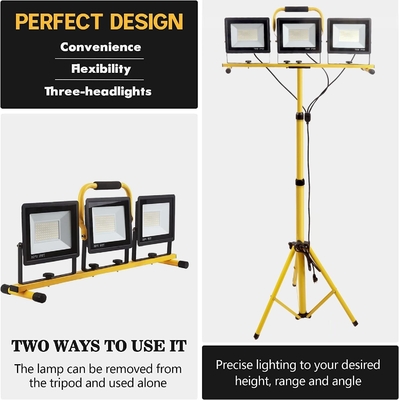 Luz de trabajo del trípode plegable ajustable con 3 cabezas ajustables y salida de 21000lm