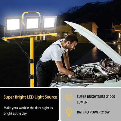 Luz de trabajo de trípode plegable ajustable con flujo luminoso de 21000lm y 3 cabezas