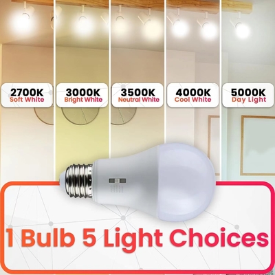 10W 1100 Lumens 2700-6500K Luz del día 5CCT bombillas LED con índice de reproducción de color de 80 Ra