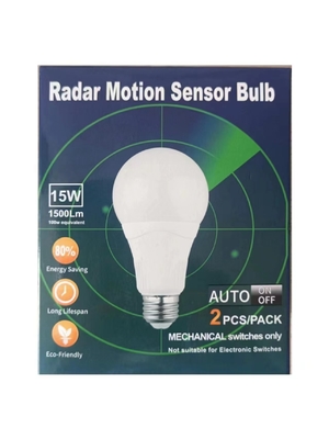 15W 1500LM bombilla de sensor de movimiento de radar LED para protección interior/exterior 15000 horas