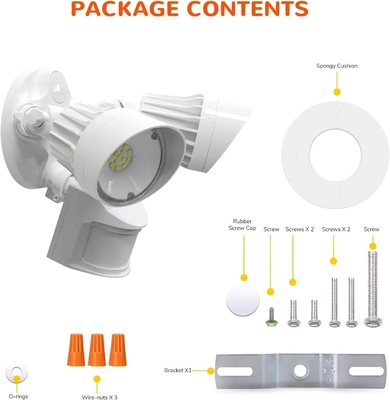 Luz de seguridad con sensor de movimiento de LED blanco de 20W IP65 para iluminación exterior