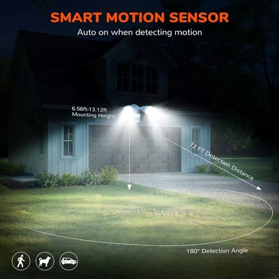 Luz de seguridad con sensor de movimiento de LED blanco de 20W IP65 para iluminación exterior