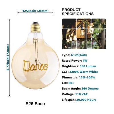 AC 85-265V Voltado de entrada 4W LED Vidrio claro de ámbar bombilla Edison para iluminación decorativa