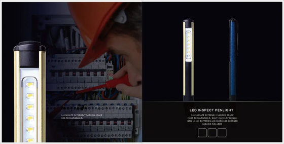 30000 horas de tiempo de trabajo Luz de trabajo de pluma LED brillante con clip USB recargable IP44