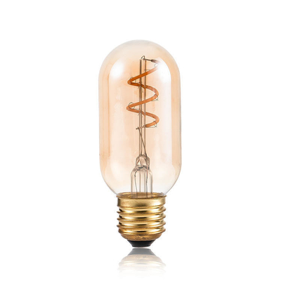 T45 3w Bulbo de filamento de vidrio curvado único Vintage Bulbo de luz LED suave flexible para iluminación
