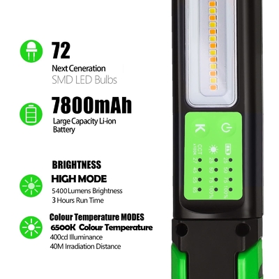 IP80 luz de trabajo LED 1600 lumen temperatura de doble color 360 grados magnético y gancho