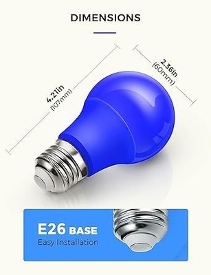 Bulbo de LED azul A19 9W E26 sin oscurecimiento para iluminación exterior de Navidad y diseño de circuitos