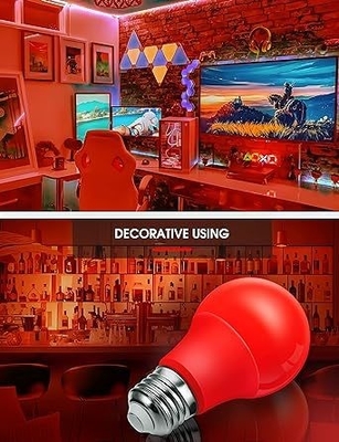 E26 Red LED Bulb A19 9W para el Día de San Valentín Decoración de Año de Acción de Gracias en el Porche Interior