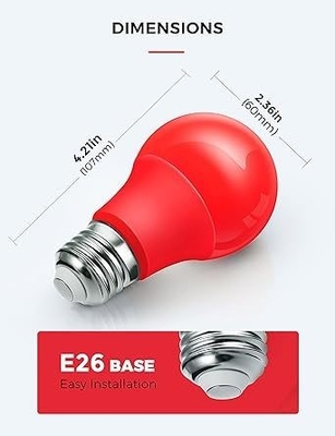 E26 Red LED Bulb A19 9W para el Día de San Valentín Decoración de Año de Acción de Gracias en el Porche Interior