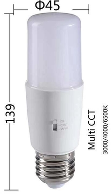 Lámpara de alumbrado de plástico 8W12W de forma de T 3CCT 3000K/4500K/6000K 36000 horas de vida útil