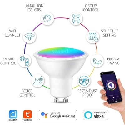 Control remoto Smart WiFi GU10/MR16 Spot Bulb con soporte de Google Alexa y atenuación