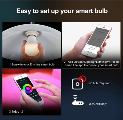 9W E27/B22 Multicolor WiFi apagable bombilla LED Compatible con google alexa Residencial
