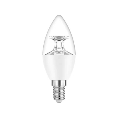 Servicio de soluciones de iluminación E14 base 3000K luz cálida cubierta transparente c37 LED bombilla de vela