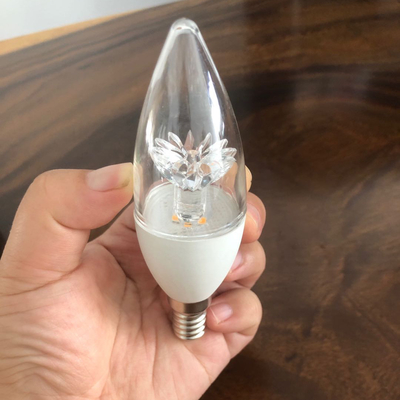 Servicio de soluciones de iluminación E14 base 3000K luz cálida cubierta transparente c37 LED bombilla de vela