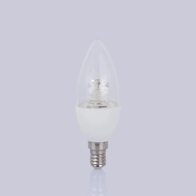 Servicio de soluciones de iluminación E14 base 3000K luz cálida cubierta transparente c37 LED bombilla de vela