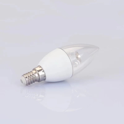 Servicio de soluciones de iluminación E14 base 3000K luz cálida cubierta transparente c37 LED bombilla de vela
