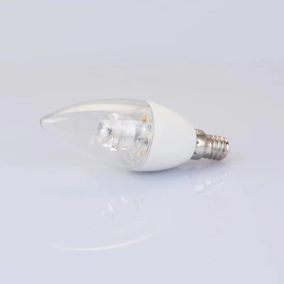 Servicio de soluciones de iluminación E14 base 3000K luz cálida cubierta transparente c37 LED bombilla de vela