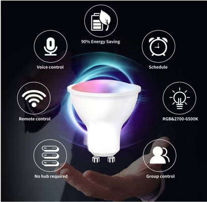 Gu10/MR16 con control de voz Wifi inteligente con luz LED de 30000 horas de trabajo