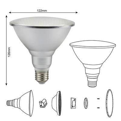 15000 horas de tiempo de trabajo 15W PAR38 36D E27 220V foco LED para soluciones de iluminación