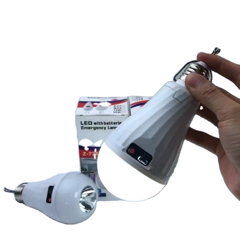 2- Lámpara de emergencia LED 15W E27 B22 Batería recargable de iones de litio AC/DC bombilla de uso saludable