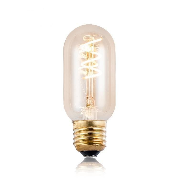 T45 3w Bulbo de filamento de vidrio curvado único Vintage Bulbo de luz LED suave flexible para iluminación